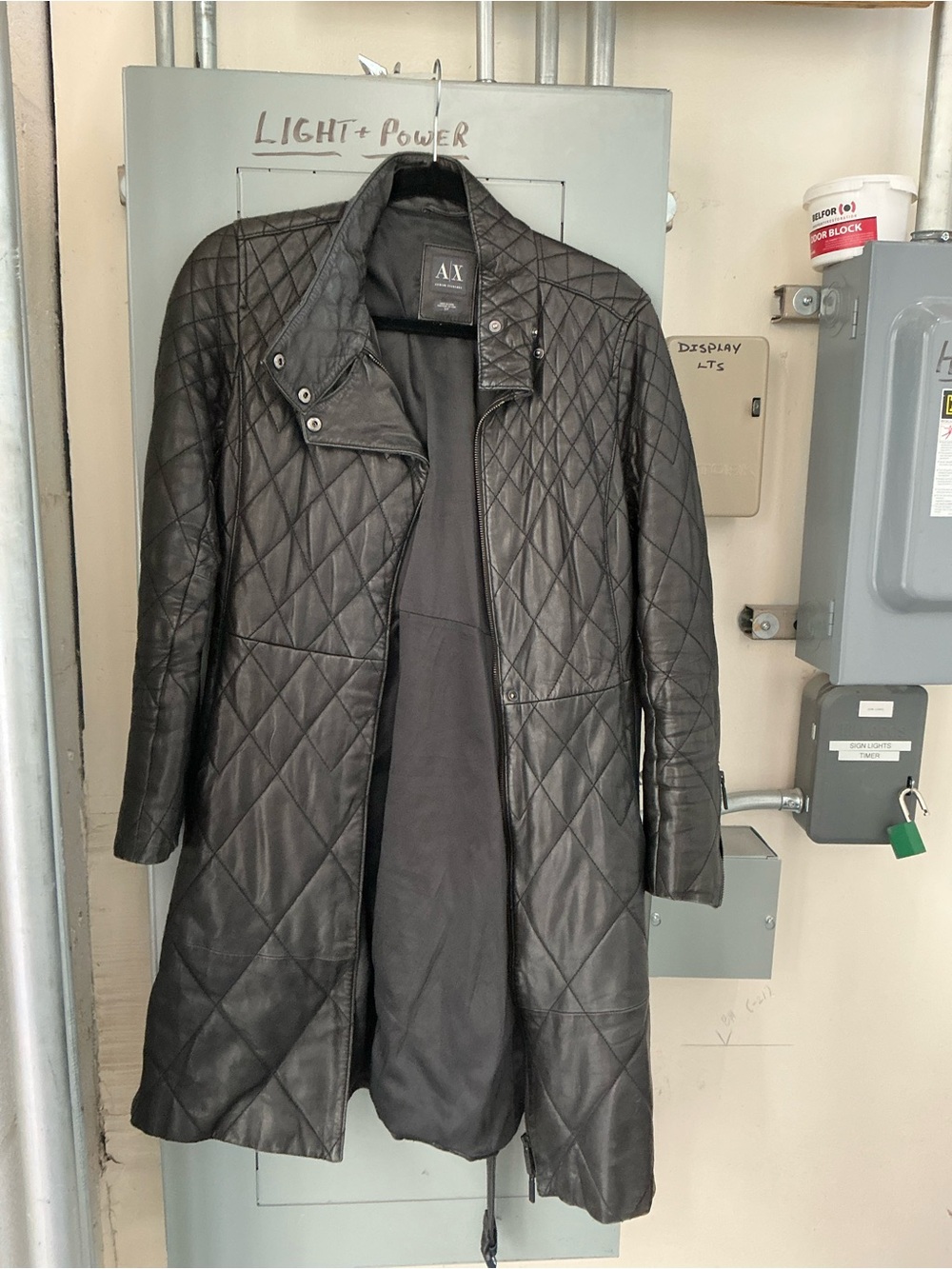 American Exchange Black Quilted Trench Coat